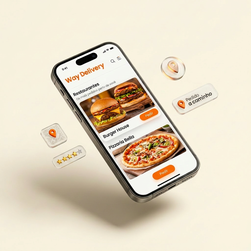 Aplicativo WayDelivery em ação no celular